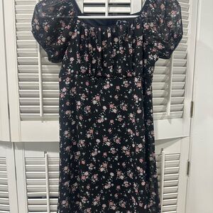 Floral Black and Pink Girls Dress